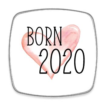 Born 2020 Herz 4 - Viereckiger Kühlschrankmagnet - Weiß - Vorne