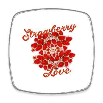 amour fraise, fraise, fraises, rétro, vintage - Magnet carré - blanc - Devant