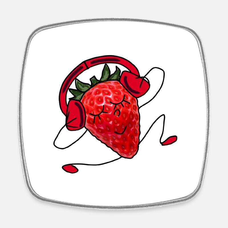Strawberry - Square fridge magnet - white