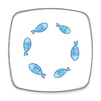 circle fish fish swim animal rights activists - Square fridge magnet - white - Front