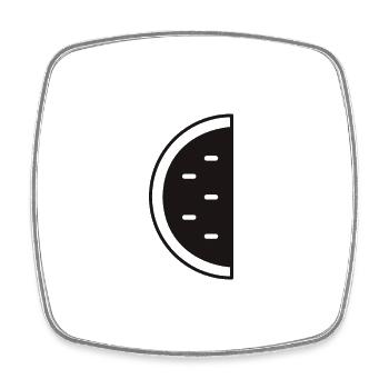 Motif minimaliste de melon noir - Magnet carré - blanc - Devant