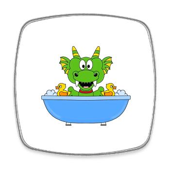 BADEWANNE - DRACHE - BADEENTEN - KINDER - BABY - Viereckiger Kühlschrankmagnet - Weiß - Vorne