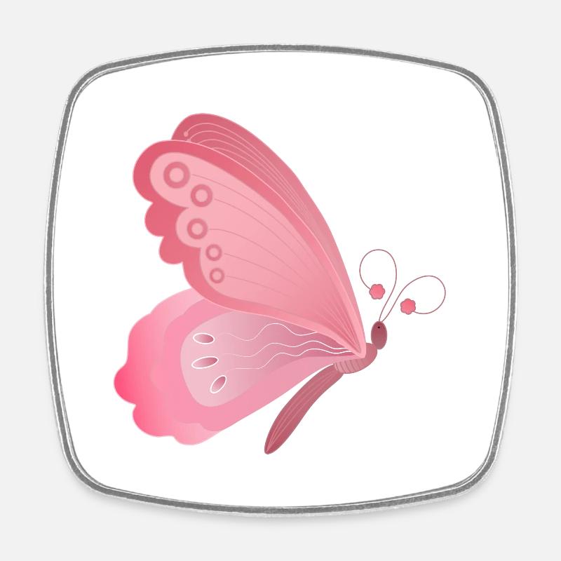 pink butterfly - Square fridge magnet - white