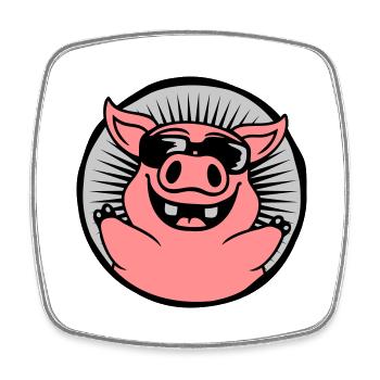 Circle Cool Sunglasses Pig - Square fridge magnet - white - Front