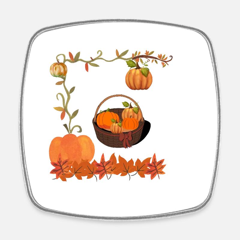 Pumpkin in a basket - Square fridge magnet - white