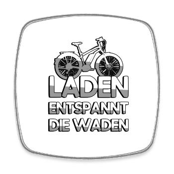 LADEN ENTSPANNT DIE WADEN + E-Bike - E-Bike - Viereckiger Kühlschrankmagnet - Weiß - Vorne