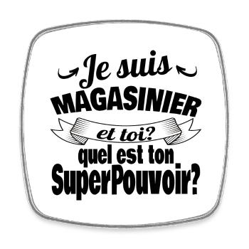 je suis magasinier - Magnet carré - blanc - Devant