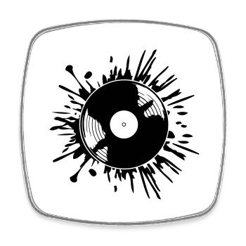 Gouttes de taches de couleur de disque vinyle - Magnet carré - blanc - Devant