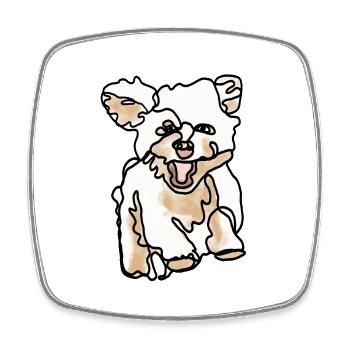 Happy Doggy - Fröhlicher Hund als Linienzeichnung - Viereckiger Kühlschrankmagnet - Weiß - Vorne