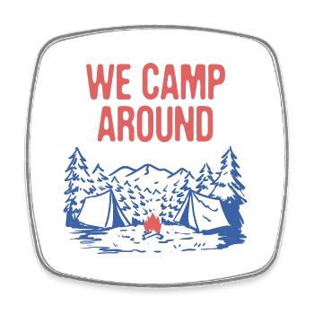 We Camp Around Summer Camping Tropical Camper - Viereckiger Kühlschrankmagnet - Weiß - Vorne