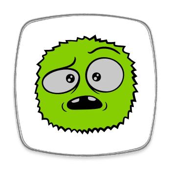 Hairy monster skeptical face - Square fridge magnet - white - Front