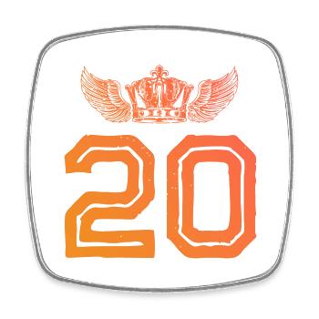 20 number crown - Square fridge magnet - white - Front