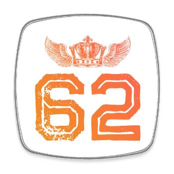 62 Couronne numérique - Magnet carré - blanc - Devant