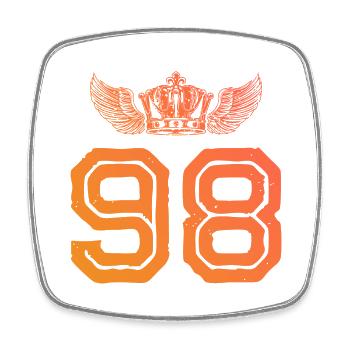 98 Number crown - Square fridge magnet - white - Front
