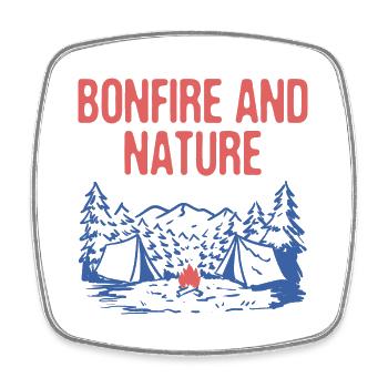 Feu de joie et nature Camping Wildlife Camper - Magnet carré - blanc - Devant