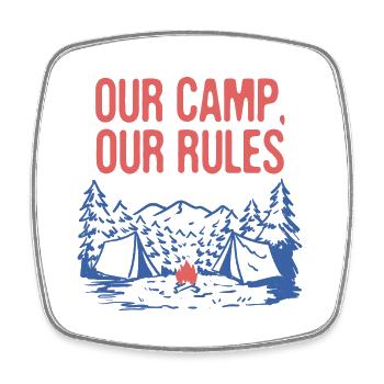 Our Camp Our Rules Summer Wildlife Tropical - Viereckiger Kühlschrankmagnet - Weiß - Vorne