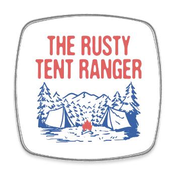 The Rusty Tent Ranger Camping Friends Camper - Viereckiger Kühlschrankmagnet - Weiß - Vorne