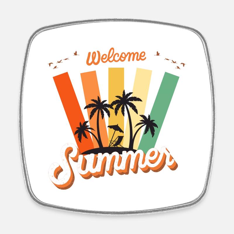 Welcome Summer! - Viereckiger Kühlschrankmagnet - Weiß