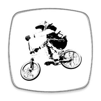 bmx race racing mountain bike motocross - Square fridge magnet - white - Front