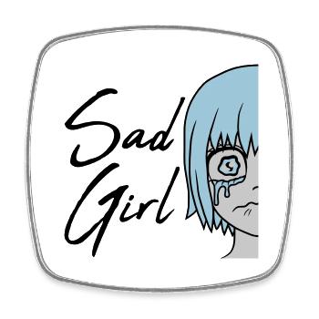 Visage de sad girl en pleurs - Magnet carré - blanc - Devant