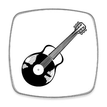 Schallplatte Vinyl Gitarrist Gitarre - Viereckiger Kühlschrankmagnet - Weiß - Vorne