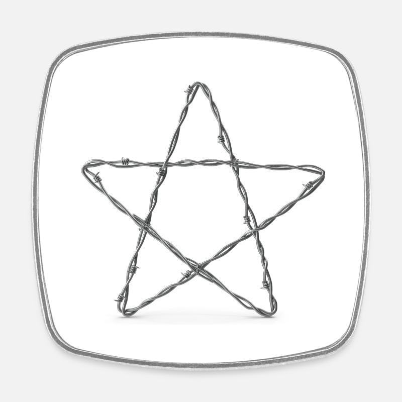 Barbed Wire Star - Pentagram - Square fridge magnet - white