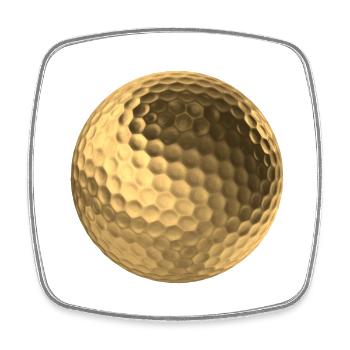 Golden Golf Ball 3D - Square fridge magnet - white - Front