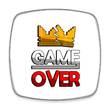 GAME OVER (Red) + King Crown - Gaming - Square fridge magnet - white - Front
