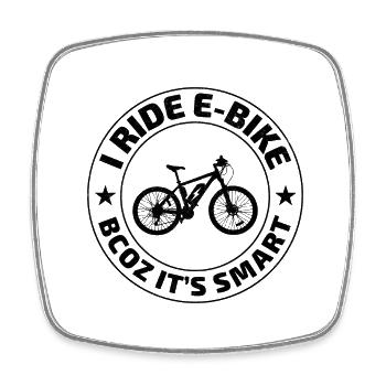 E-Bike Electric-Bike E-Cyclist Bicycling Rider - Square fridge magnet - white - Front