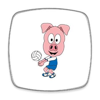 SCHWEIN - VOLLEYBALL - SPORT - TIER - KIND - BABY - Viereckiger Kühlschrankmagnet - Weiß - Vorne