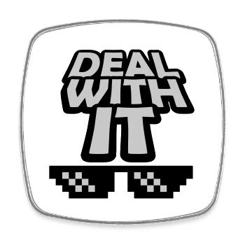 Deal with it Schriftzug - Viereckiger Kühlschrankmagnet - Weiß - Vorne