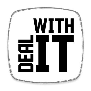 Deal with it Zitat - Viereckiger Kühlschrankmagnet - Weiß - Vorne