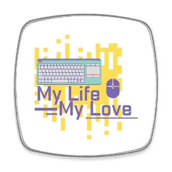 Nerd MY LIFE MY LOVE2 - Viereckiger Kühlschrankmagnet - Weiß - Vorne