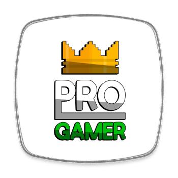 PRO GAMER (Grün) + King Crown - Gaming - Viereckiger Kühlschrankmagnet - Weiß - Vorne