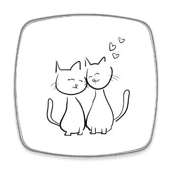cats lovers animals animal symbol heart love - Square fridge magnet - white - Front