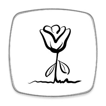Flower rose plant symbol leaves - Square fridge magnet - white - Front