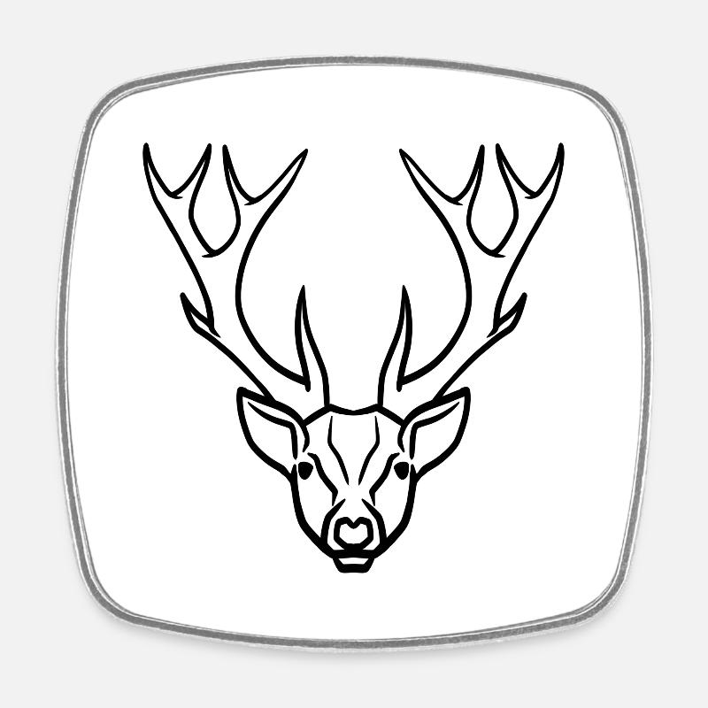 Hirschkopf Symbol schwarz - Viereckiger Kühlschrankmagnet - Weiß