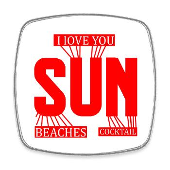 love the sun beach and cocktail - Square fridge magnet - white - Front