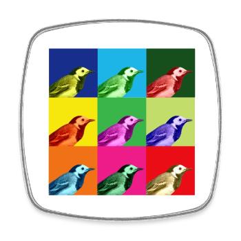 Bachstelze Profil Popart Kunst - Viereckiger Kühlschrankmagnet - Weiß - Vorne