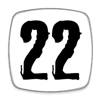 22 number jersey - Square fridge magnet - white - Front