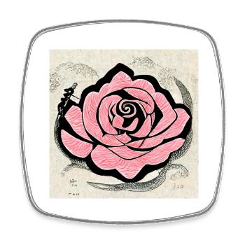 Rose japonaise - Magnet carré - blanc - Devant