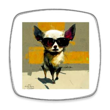 Chihuahua Style - Magnet carré - blanc - Devant