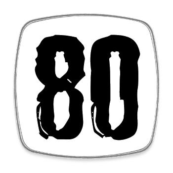 80 number jersey - Square fridge magnet - white - Front