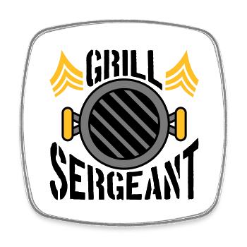 BBQ Grill Sergeant Barbecue Party - Square fridge magnet - white - Front