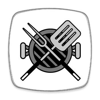 Coal Grill Grill Master Barbecue Utensils - Square fridge magnet - white - Front