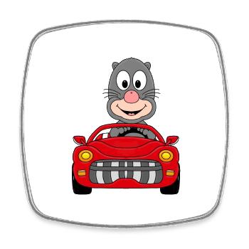 MAULWURF - CABRIO - AUTO - TIER - TIERISCH - FUN - Viereckiger Kühlschrankmagnet - Weiß - Vorne
