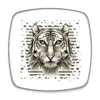 Tiger - Viereckiger Kühlschrankmagnet - Weiß - Vorne