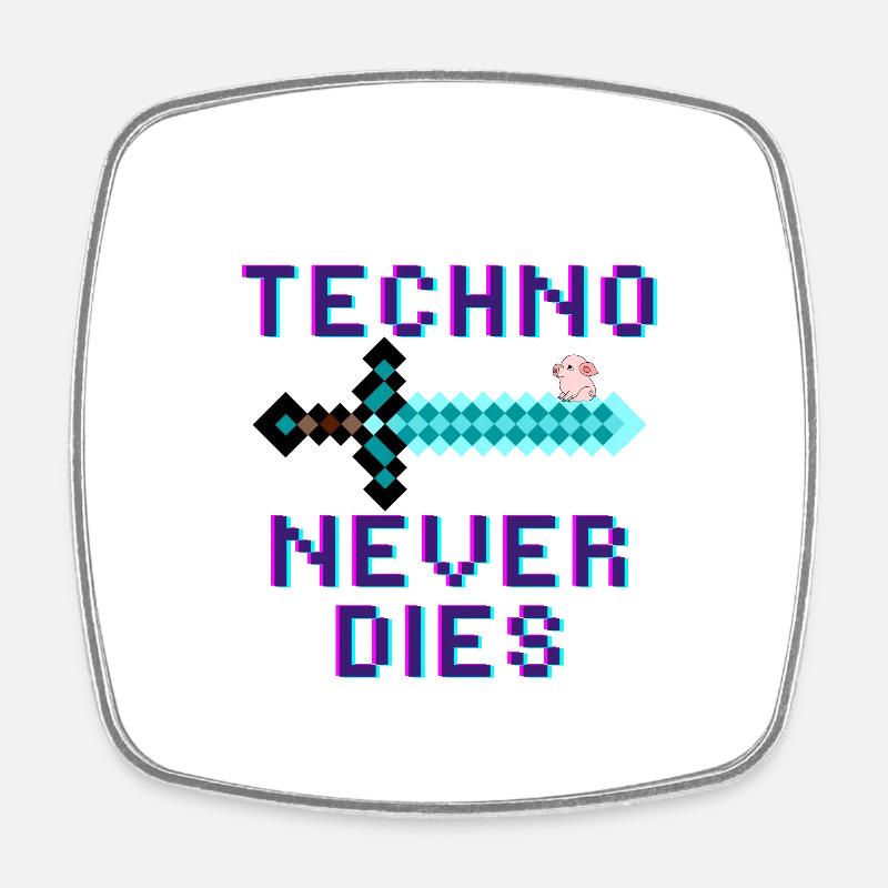 Techno Never Dies - Design - Magnet carré - blanc