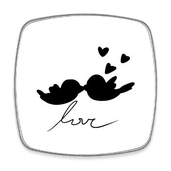Valentine's Day Couple Bird Hearts Love - Square fridge magnet - white - Front