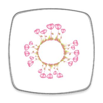 cercle fleurs naturelles roses rose - Magnet carré - blanc - Devant